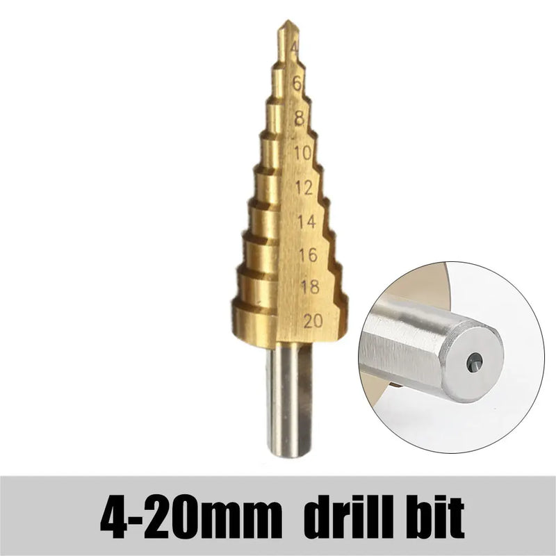 3-12mm 4-12mm 4-20mm HSS Straight Groove Step Drill Bit Set Titanium Coated Wood Metal Hole Cutter Core Drill Bit Set