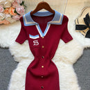 YuooMuoo Brand Fashion Summer Knitted Dress Women 2025 New Y2K Embroidery Long Bodycon Sweater Dress Streetwear Lady Vestidos