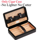 Portable Humidor Cigar Box Travel Cigar Case Leather Cedar Wood Cigar Humidor Box W/ or W/O Cutter Lighter Puro Set Accessories