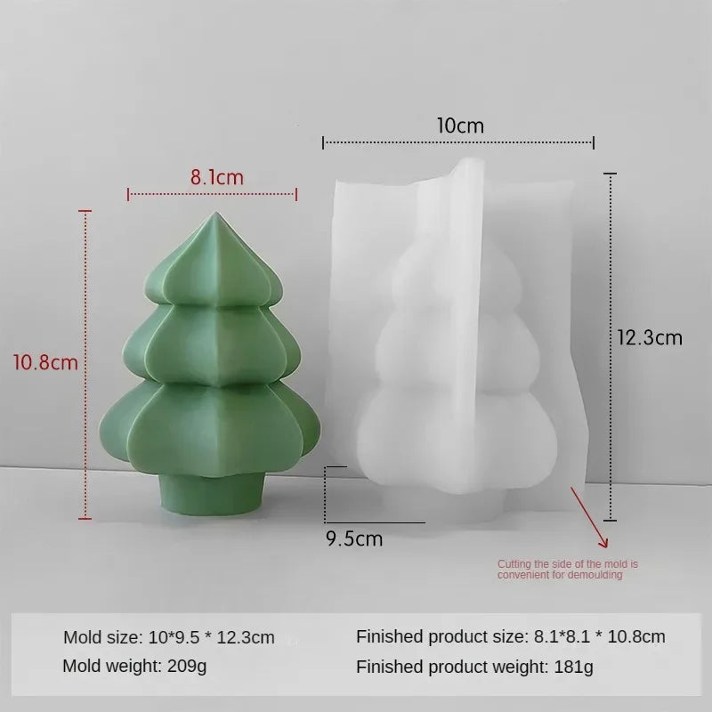 3D Christmas Tree Silicone Candle Mold Handmade Cute Xmas Tree Scented Aromath Soap Plaster Resin Mould Gift Ornament Home Decor