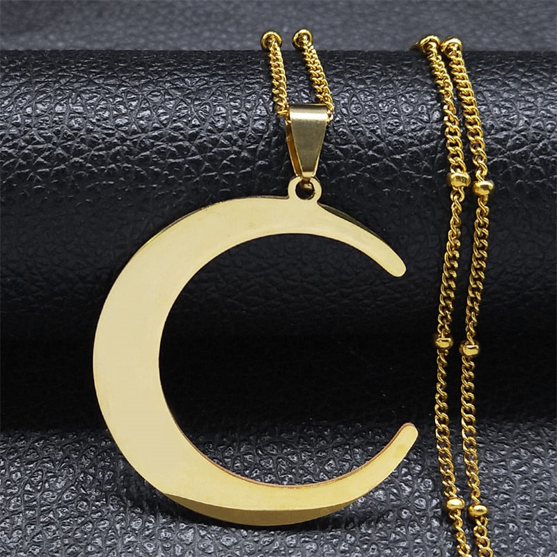 Gothic Stainless Steel Moon Necklace for Women Black Color Big Neckless Jewelry collar acero inoxidable mujer N3107S03