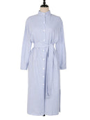 Colorfaith DR1800 2023 Striped Cotton and Linen Shirt Dress Lace Up Women Spring Summer Elegant Korean Fashion Lady Long Dresses