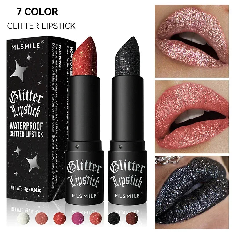 Black Diamond Lipstick Glitter Waterproof Non-stick Cup Glitter Sexy Red Lip Tint Lipsticks Lasting Shiny Lips Makeup Cosmetics