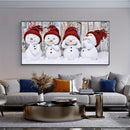 1 Canvas Christmas Snowman Painting Cute Four Snowmen Print Poster Living Room Bedroom Office Home Decorative Painting