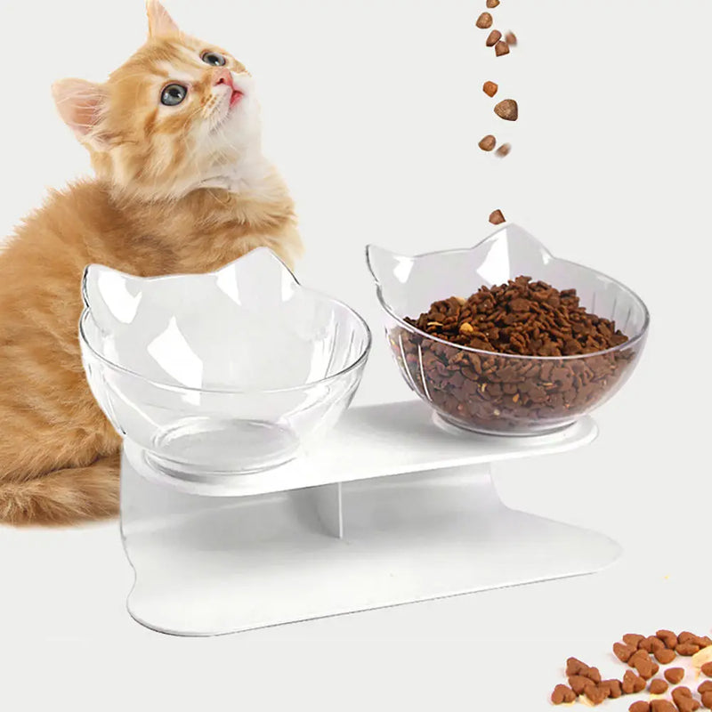 Non-Slip Cat Single Double Pet Bowls With Stand Food Feed And Water Bowls Inclination Stand Cats Feeders Feeding Kitten Supplies