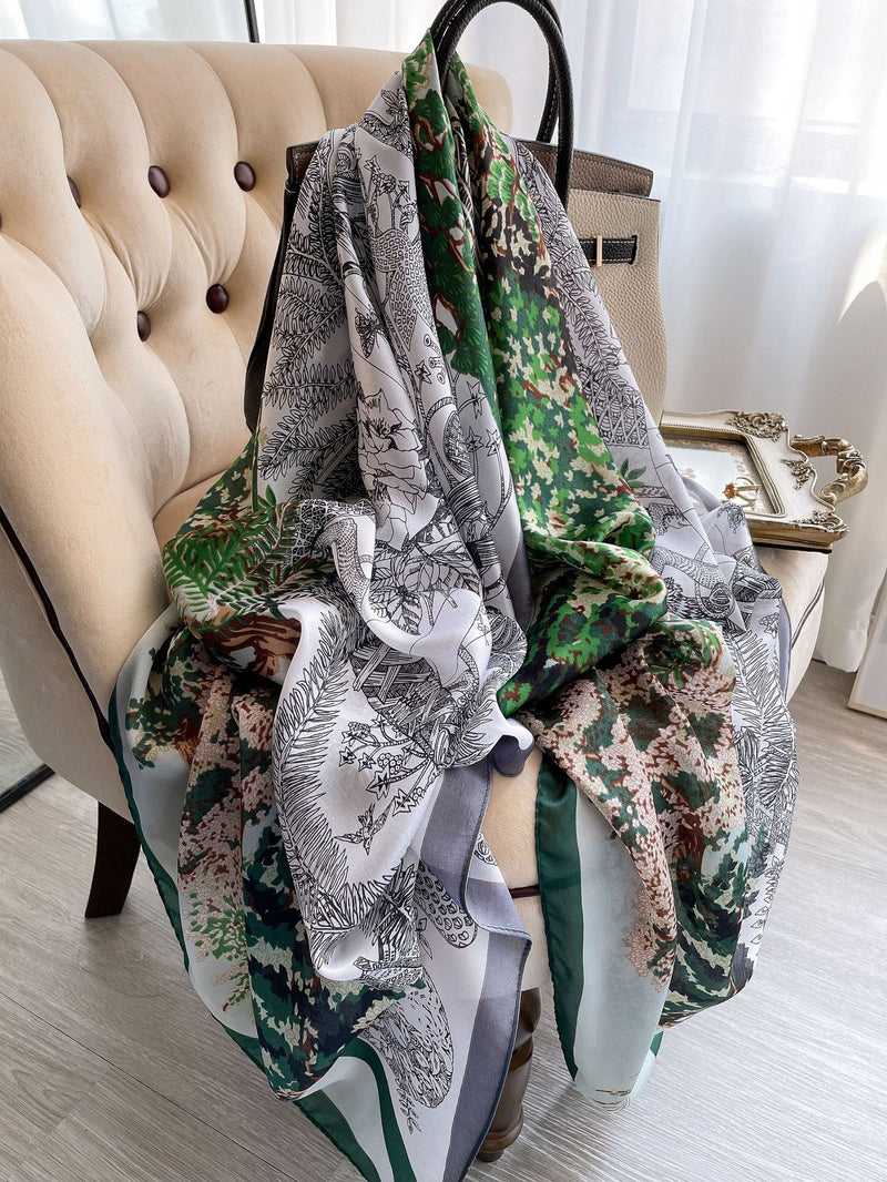 180*90cm Luxury Brand Spring Autumn New Silk Scarf Women Shawl Fashion Soft Poncho Chiffon Hijab Foulard Muffler Bandanna Pareo