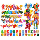 26 GUDI English Letter Learn A-Z Alphabet Transformation Robot Dinosaur Deformation Animal Action Figures  Building Block Toys