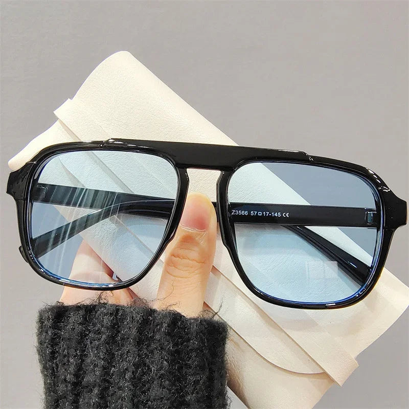 2024 New Fashion Men Sunglasses Oversized Frame Women Anti-blue Light Transparent Glasses UV400 Eyewear Flat Mirror Eyeglass