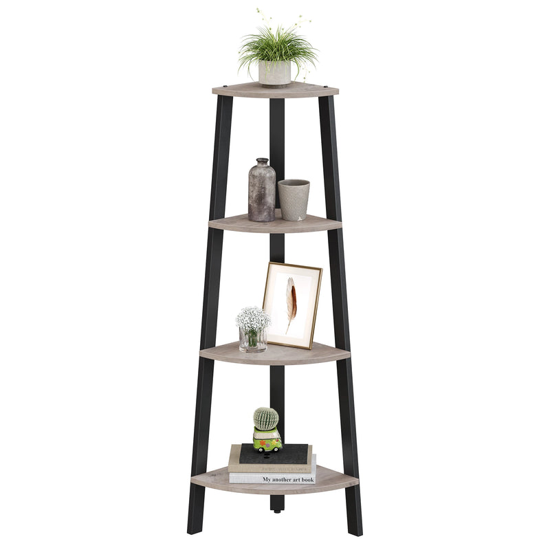 VASAGLE Corner Shelf Unit, 4-Tier Corner Shelf, Ladder Shelf for Living Room, Bookshelf or Plant Stand, Industrial Accent