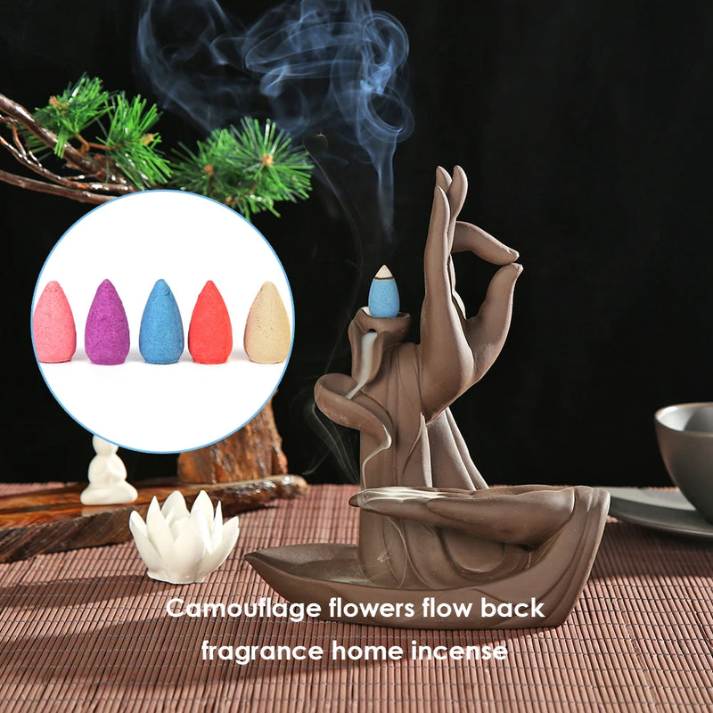 50/60pcs Incense Cones Waterfall Smoke Backflow Incense Cone Lavender Multi-scented Suitable for Places Tea Room Yoga Room