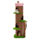 Large Cat Tree with 4 Spacious Condos Thick Scratching Post Flower Top Bed Tall Cat Tower for Indoor Luxury Cat House Bed Toys