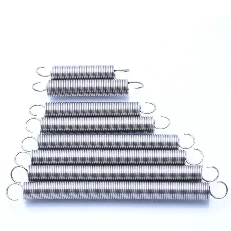 5/2Pcs Wire Diameter: 1.0mm, 304 Stainless Steel S-hook Spiral Coil Tension Spring, Outer Diameter: 6-12mm, Length: 20-120mm