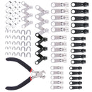 85Pack Metal Zippers Repair Kit Sets Zipper Repair Replacement Kit Easy Fix Zipper Slider Head Puller Accessories Tools