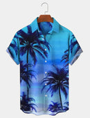 Men's Shirt Summer Hawaiian Shirt Graphic Prints Palm Tree Turndown Outdoor Street Short Sleeves Button-Down Print Clothing