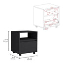 Bedroom Nightstand , End Table, Side Table Casters, Single Drawer-Black Bedroom Furniture Nightstands