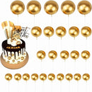 25pcs Gold & Black Ball Cake Topper Foam & Pearl Material for Anniversary Baby Shower Birthday Wedding Christmas Valentine's Day