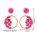 Fashion Rhinestone Hoop Dangle Earrings For Women Trend Luxury High Quality Round Big Pendants Vintage Jewelry Party Accessories