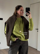 Hirsionsan 2025 New Soft Loose V Or O Neck Knitted Sweaters Women Winter Solid Female Pullovers Warm Basic Knitwear Jumper