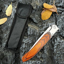 12" Large Folding Pocket Knife, EDC Knife, Stainless Steel Blade and Wooden Handle Folding Knife for Men Outdoor Camping Hunting