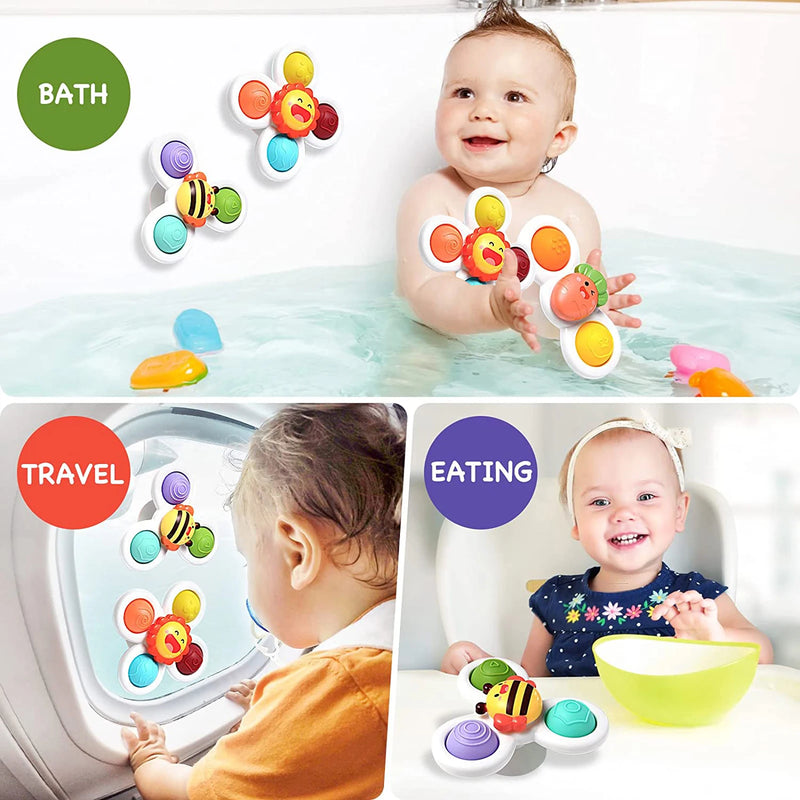 3PCS Suction Cup Fidget Spinner Toy For kids Infant Sensory Relief Stress Educational Bath Toys Baby Games Rotating Rattle Gift