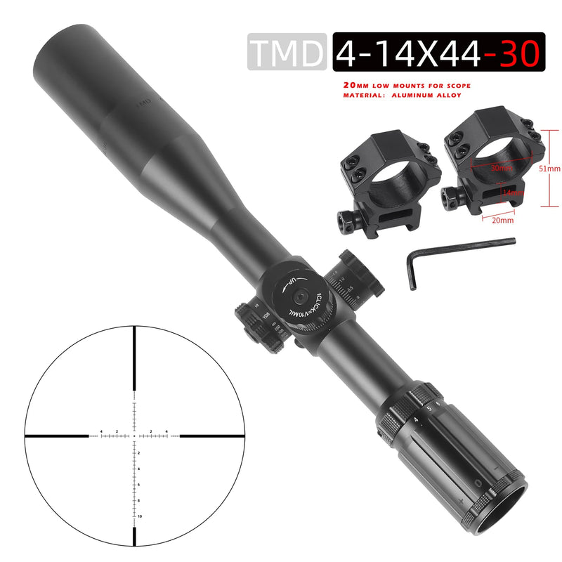 LunetaTMD 4-14x44 FFP Optics Tactical Rifle Scope Hunting First Focus Plane Lunettes Spotting Scopes Optical Collimator  Sight