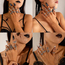 Tocona Gothic Funny Skull Spider Joint Ring Sets for Women Hiphop Silver Color Bat Cobweb Flower Party Jewelry Halloween Gift