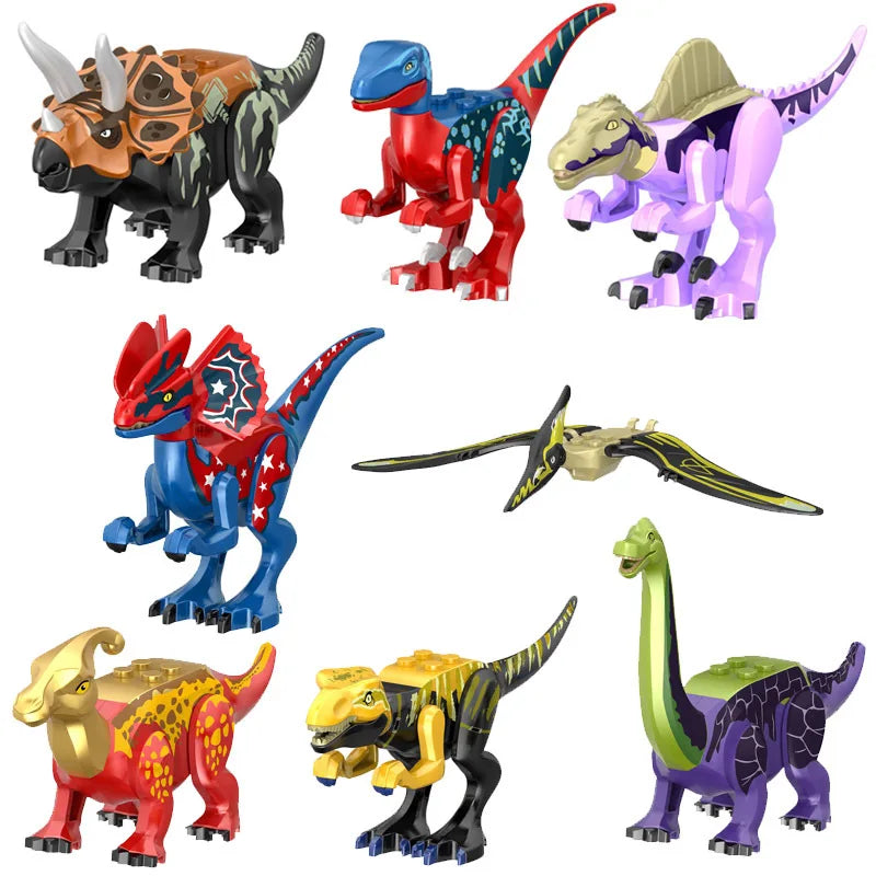 Jurassic Dinosaur Park Dinos World Building Blocks Animals Tyrannosaurus Rex Indominus I-Rex Blue Figures Triceratops Toys