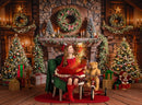 Santa Claus Workshop Backdrops Kids Family Photography Props Magic Christmas Fireplace Gifts Wreath Xmas Trees Backgrounds