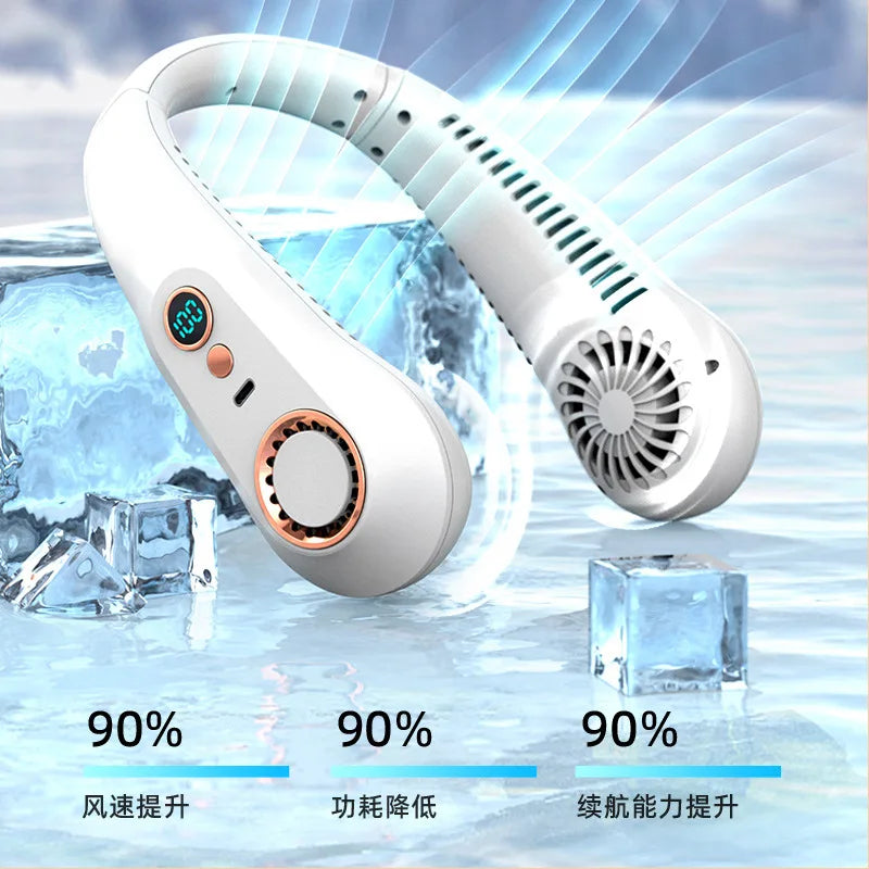 Xiaomi Mini Neck Fan High Power Digital Display Rechargeable Portable Silent Air Cooler Sports Electric Fan  Summer Air Cooler