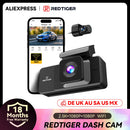 REDTIGER A3 Dash Cam 3 Channel Dash Camera Dash Car Camera Bulit in 2.4GHz Wifi IR Night Vision 24H Parking Monitor APP Control