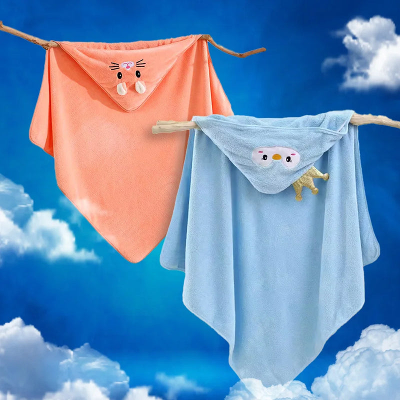 Toalha De Banho Bebê Capuz Roupão Infantil Recém Nascido Criança Bichinho Bordado Absorvente --RISOVIT FTB0031