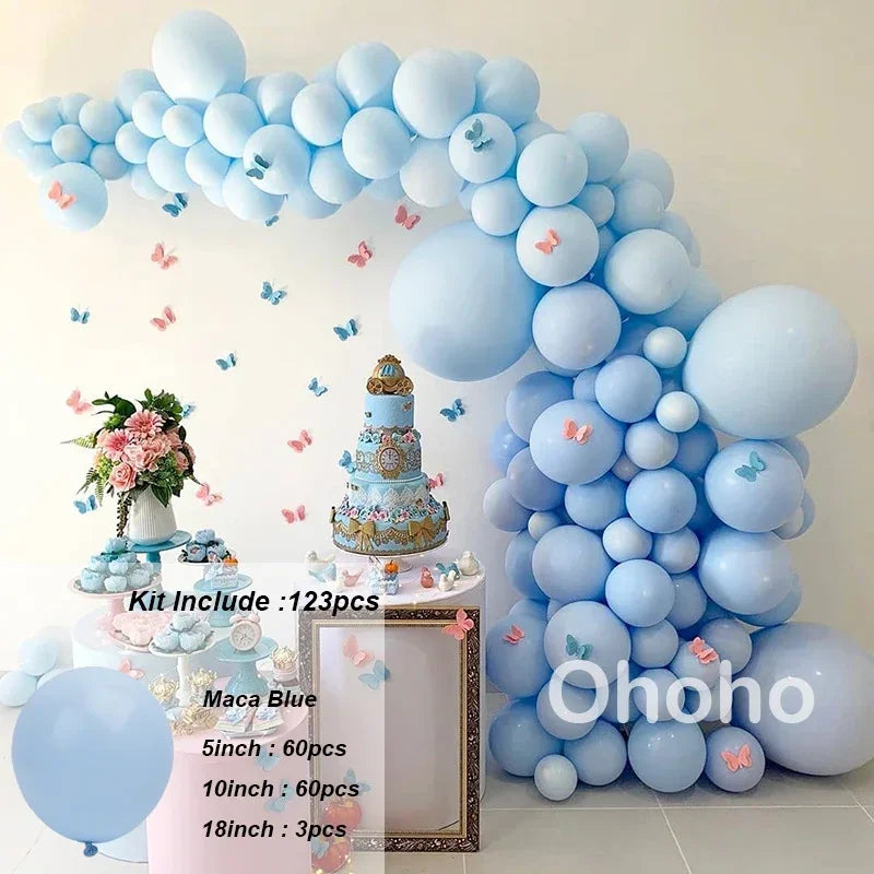 Beige Blue Balloons Garland Arch Kit Kids Boy One 1st Birthday Balloon Set Baby Shower Decoration Baptism Party Wedding