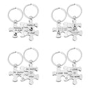 2Pcs/Set Letters Engraved Stainless Steel Keychains Couples Key Ring Puzzle Pendant Jewelry Gift For Valentine's Day