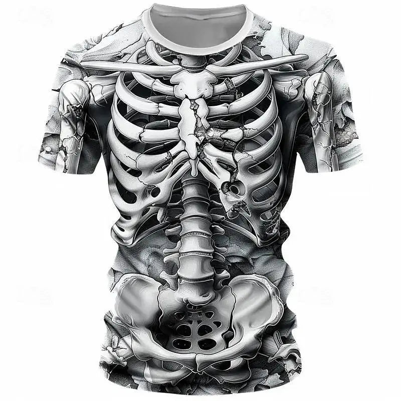 Halloween Skeleton Skull 3D Print T-Shirts Men Women O-Neck Short Sleeve T Shirt Oversized Harajuku Y2k Tees Tops Kids Clothing