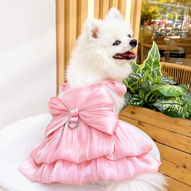 Summer Pet Dog Skirt Puppy Striped Butterfly Skirt Princess Baby Dog Wedding Midi Dress Cat Skirt Shih Tzu Dog Clothes for Party