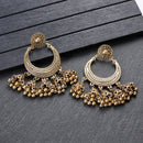Ethnic Antique Gold Color Earrings Women Geometric Carved Lantern Bead Tassel Hanging Earrings Piercing Indian Jhumka Jewelry