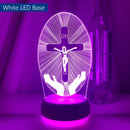 Jesus Cross 3D LED Night Light for Friends Xmas Easter Room Decor Gifts Crucifix Optical Illusion Desk Table Lamp Nightlight