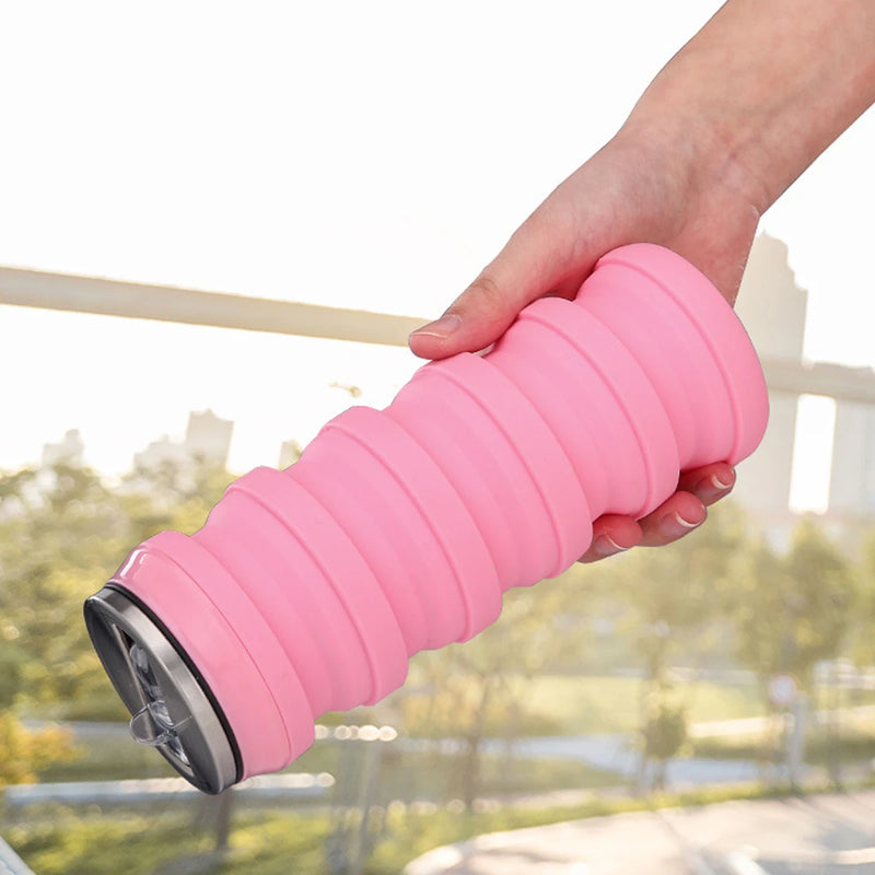 Leeseph Collapsible Water Bottle Silicone Folding Cup Canned Foldable Leakproof Sports Water Bottle-480ML