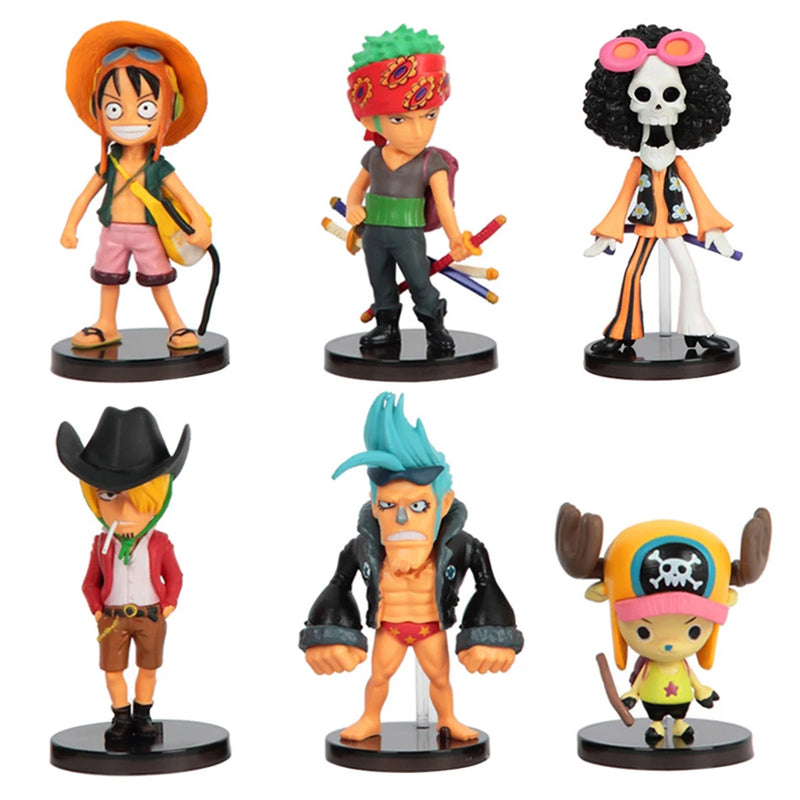 10pcs Anime One Piece Figure  Luffy Roronoa Zoro Toys Q Version Action Figura Kawaii Doll PVC Model Kid birthday Christmas Gift