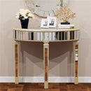 Half Moon Console Table Modern Silver Mirrored Living Room Console Entryway Table