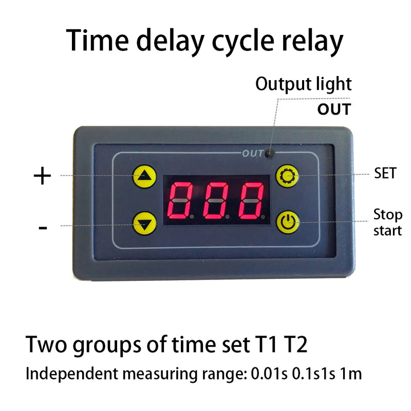 0.01s-999min Delay Relay Module with LCD Display for DC 5V 12V 24V Digital Timer Cycle Delay Control Switch Module AC 110V-220V