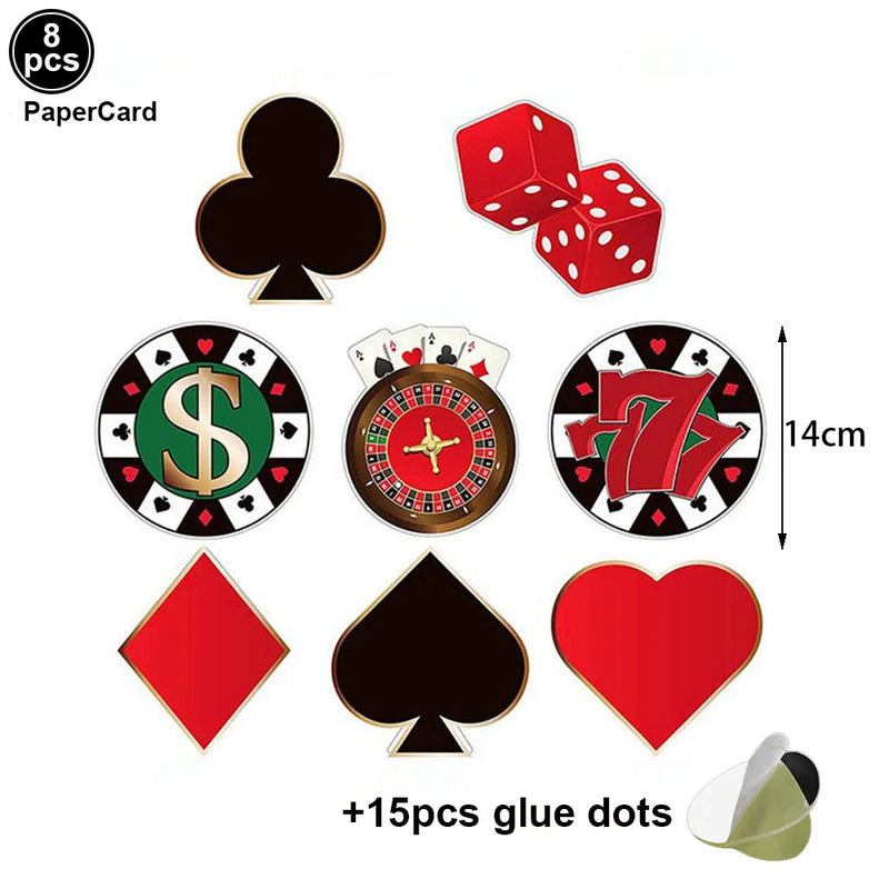 Casino Table Runner Decor Las Vegas Table Cover Poker Night Themed Table Decoration Casino Playing Card Birthday Party Supplies