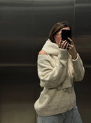 Hirsionsan 2025 New Soft Loose V Or O Neck Knitted Sweaters Women Winter Solid Female Pullovers Warm Basic Knitwear Jumper