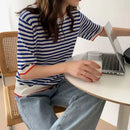Short Sleeve T-shirts Women Striped Basic Chic Simple All-match Harajuku Retro Cotton O-neck Trendy Loose Leisure Cozy Womens