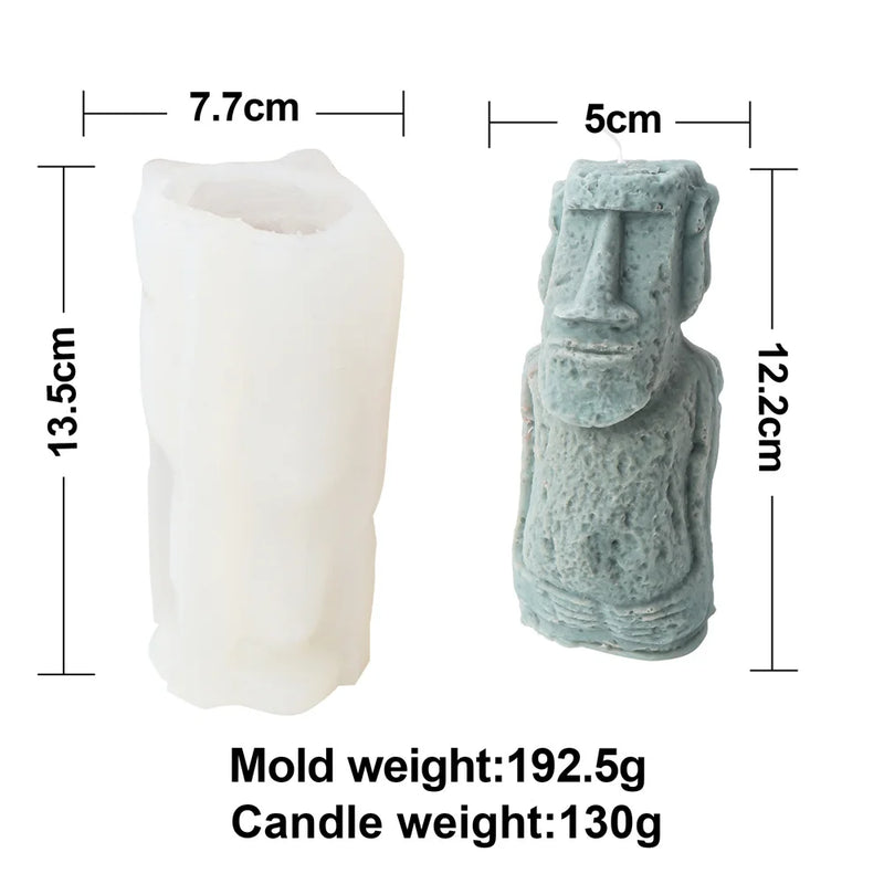 Hot Big Nose Stone Man Candle Silicone Mold Easter Island Moai Statue Crafts Abstract Carving Upper Body Epoxy Resin Mould