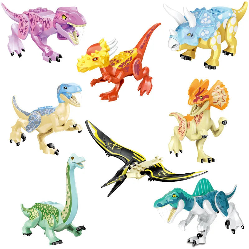Jurassic Dinosaur Park Dinos World Building Blocks Animals Tyrannosaurus Rex Indominus I-Rex Blue Figures Triceratops Toys