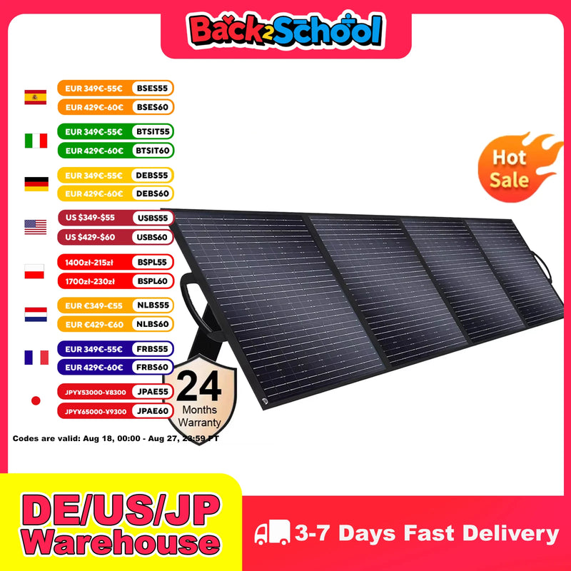 SOLARPLAY 200W 18V Solar Panel Kit Foldable Solar Panel Outdoor Rechargeable Solar Charger For Portable Camping Power Station