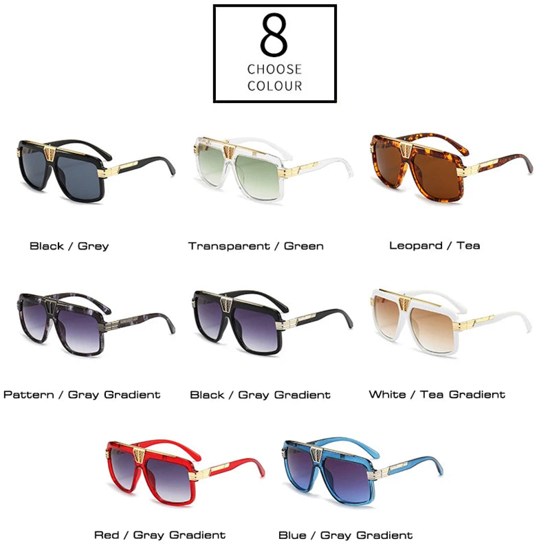 SO&EI Fashion Oversized Square Men Punk Outdoor Sport Sunglasses Shades UV400 Women Brand Designer Vintage Trending Sun Glasses