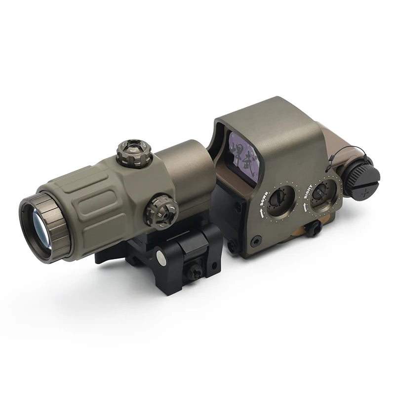 Holy Warrior S1 Holographic Red Dot Sight with NBG33 3X Magnifier with Fas Optic Riser and FTC Mount Combo with Full Markings