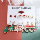 6 pairs Christmas Earrings Xmas Tree Brown Elk Snowman Santa Claus Cute Christmas Stud Earrings Christmas Gifts For Women Girls